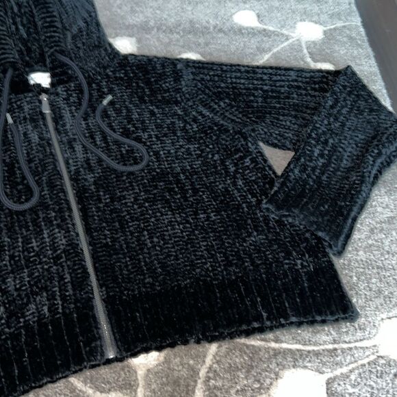Bella Dahl Chenille Sweater Hoodie, Medium, Black - Picture 5 of 10